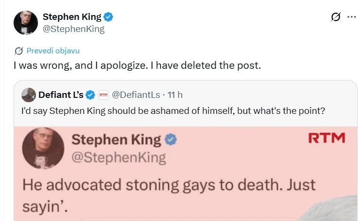 Stephen King se ispričao zbog širenja ružne laži o Kirku. Hoće li i Klauški?