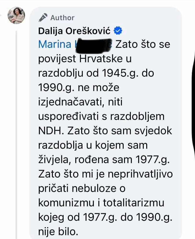 Dalija Orešković: 'Živjela sam u Jugoslaviji, nikakvog totalitarizma nije bilo'